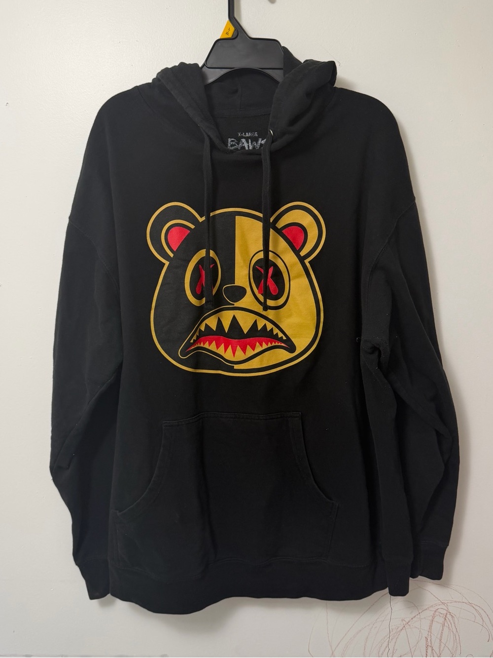 BAWS Unisex Crazy Bear 100% Cotton Pullover Drawstring Hoodie, Size XL